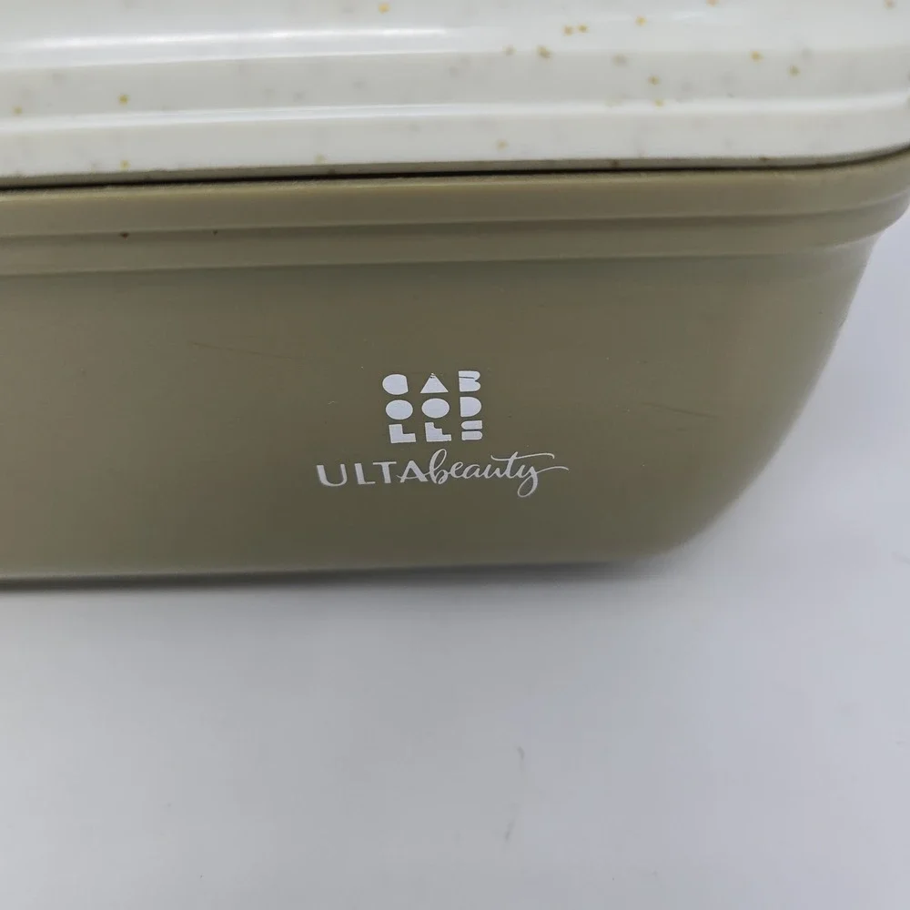 Large Caboodles Ulta Beauty 3 Tier Makeup Case Vintage Glittery Gold & White